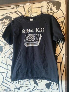 Gildan Black Bikini Kill Tee with White Turntable Graphic